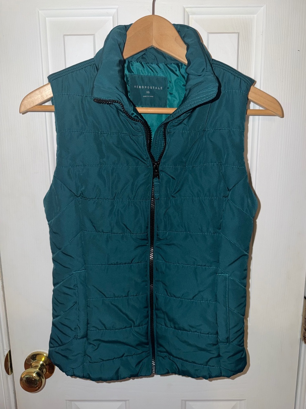 Aeropostale Teal Green Quilted Full Zip Puffer Vest Size XS